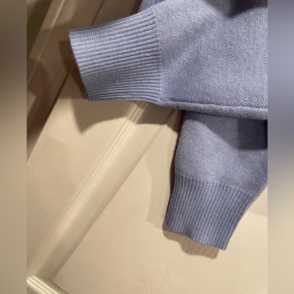 NWT No Boundaries Size M Blue Crew Neck Long Sleeve Soft Sweater Cherries Bow - Picture 2 of 11